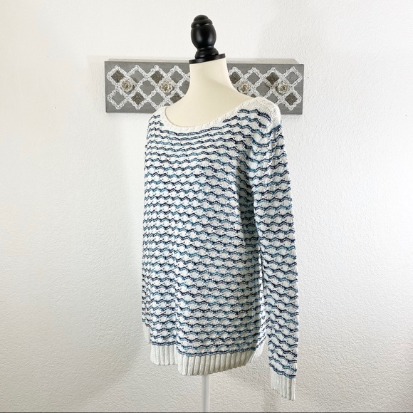 Chunky Knit Sweater Metallic Stripe, XL - Picture 3 of 9